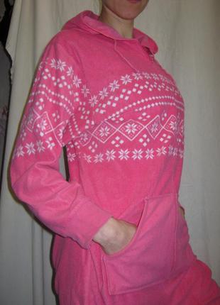 Пижама кигуруми love to lounge женская б/у розовая на флисе размер s3 фото