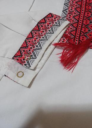 Вышиванка стильная минималистичная мужская красная вышивка3 фото