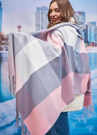 Палантин із кашеміру з кольоровими квадратами (7015)