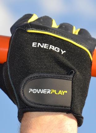 Перчатки для фитнеса спортивные тренировочные для тренажерного зала powerplay 9058 черно-желтый m va-3310 фото
