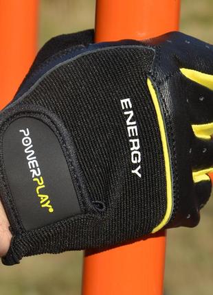 Перчатки для фитнеса спортивные тренировочные для тренажерного зала powerplay 9058 черно-желтый m va-335 фото
