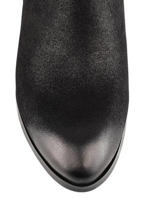 Ботильоны женские кожаные черные с толстым каблуком 1225б6 фото