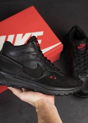 Зимние кожаные ботинки nike black 2