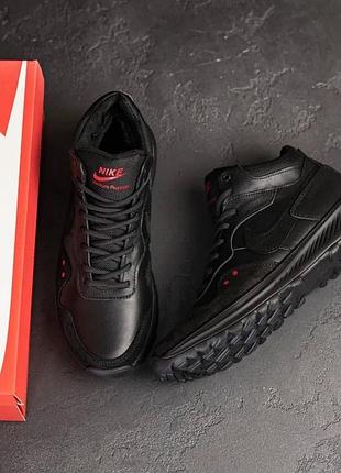 Зимние кожаные ботинки nike black 3