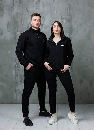 Чоловічий та жіночий спортивний костюм nike чорний парний комплект