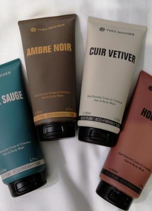 Мужские парфюмированные гели для тела и волос yves rocher 200ml1 фото