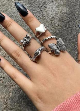 Набор колец 7шт в стиле панк рок комплект колец кольца