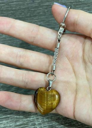 Натуральный камень "золотистый тигровый глаз сердечко" кулон - оригинальный подарок девушке4 фото