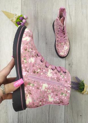 Кожаные розовые ботинки для девочки walkx лакированная кожа размер 33 (21 см)3 фото