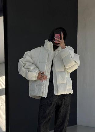 Теплая зимняя дутая куртка оверсайз, женская объемная куртка на зиму6 фото
