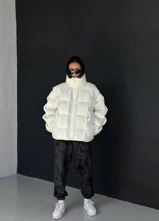 Теплая зимняя дутая куртка оверсайз, женская объемная куртка на зиму