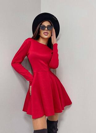 Коротка сукня з довгими рукавами приталена з рясною спідницею міні плаття класичне...