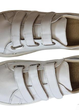 Женские кожаные кеды на липучках белого цвета демисезонные 36-41, изготовление на заказ от производителя5 фото