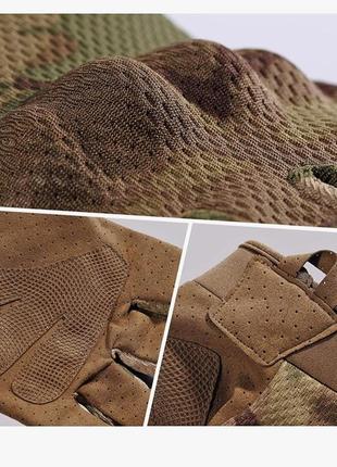 Стрелковые тактические полнопалые перчатки wtactful сеточка с защитой мультикам/олива...