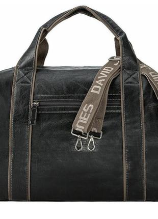 Стильна, вологозахисна, надійна та практична чоловіча сумка з екошкіри david jones cm3241/black6 фото