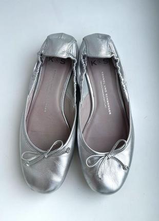 Шкіряні балетки kennel&schmenger 37 р. туфлі металік срібні преміум2 фото