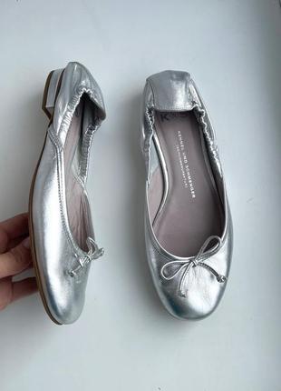 Кожаные балетки kennel&schmenger 37 р. туфли металлик серебряные серебристые премиум