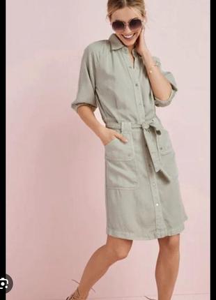 Сукня на кнопках з поясом, з карманами, світлий хакі