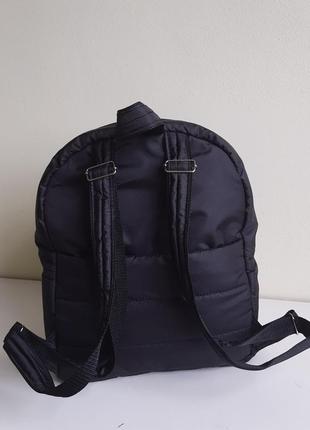 Рюкзак  дутик тканевый на синтепоне стеганый черный два отделения под а4 с карманами4 фото