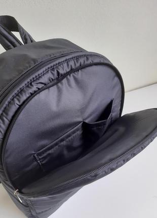 Рюкзак  дутик тканевый на синтепоне стеганый черный два отделения под а4 с карманами6 фото