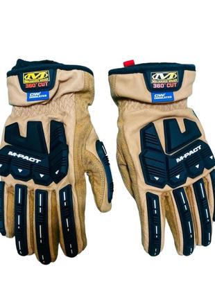 Рукавички перчатки  утеплені тактичні mechanix wear m-pact insulated leather driver f9-360 coyote ldmp-x95