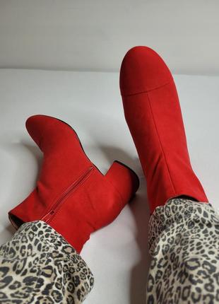 Полуботинки ботильоны ботинки красные замшевые2 фото