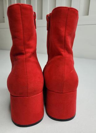 Полуботинки ботильоны ботинки красные замшевые7 фото