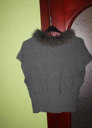 Теплая женская кофта с натуральным мехом, хл8 фото