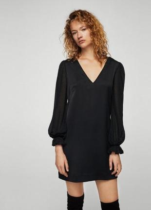 Миниатюрное черное платье mango с вырезом на спине zara1 фото