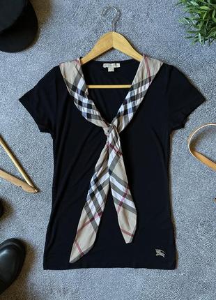Жіноча чорна футболка майка з принтом nova burberry With оригінал як нова
