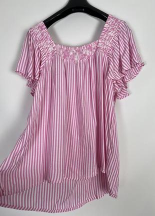 Блузка футболка в полоску розово белая полоска размер л