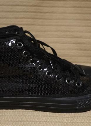 Оригінальні високі чорні кеди з паєтками converse glitter trainers 41 р.