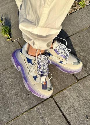 Женские кроссовки balenc1aga triple s clear sole white violet