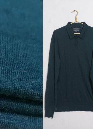 Вязаный свитер из мериношерсти extra fine merino wool m&s collection  вверху с замком