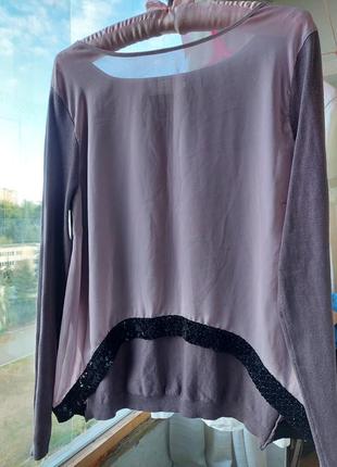 Блузочка полупрозрачная розово-серая с пайетками, размер м.