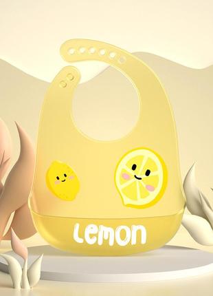 Слинявчик силіконовий з кишенею прозорий лимон жовтий spl111 фото