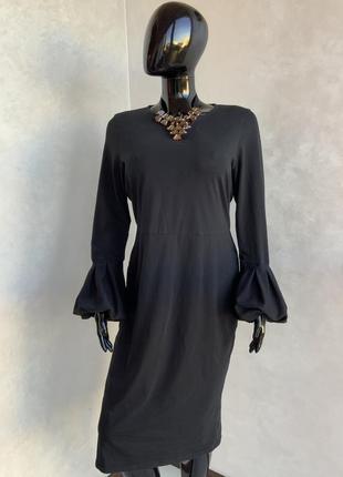 Asos великий розмір цікава лаконічна чорна сукня з обемними рукавичками2 фото