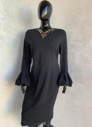 Asos великий розмір цікава лаконічна чорна сукня з обемними рукавичками3 фото