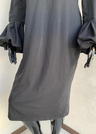 Asos великий розмір цікава лаконічна чорна сукня з обемними рукавичками9 фото