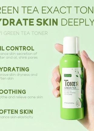 Тонер для обличчя з екстрактом зеленого чаю fenyi green tea toner