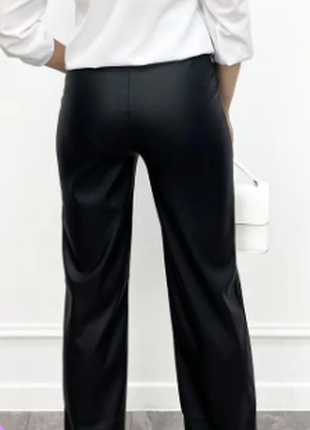 Прямые кожаные брюки женские деми1692хф4 фото