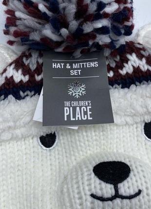 Теплый зимний набор комплект шапка + варежки the children's place 1-2-36 фото