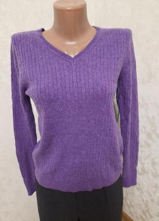 Теплый свитер пуловер цвет лаванды в косы шерсть кашемир g.w.10 фото