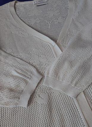 Хлопковая ажурная кофта mango 10
