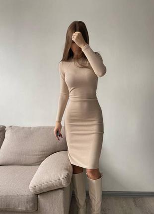 Стильное элегантное платье удлиненное облегающее с длинными рукавами ангора рубчик9 фото