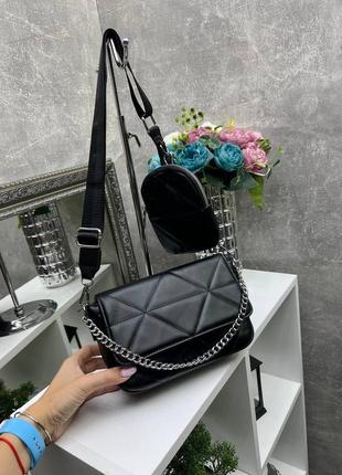 Чорна практична універсальна стильна якісна сумочка