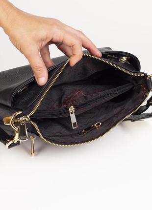 Женская кожаная сумка karya 5071-45 через плечо черная6 фото