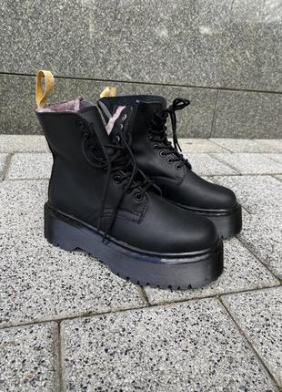 Зимові черевики dr. martens jadon triple black (хутро)5 фото