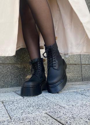 Зимові черевики dr. martens jadon triple black (хутро)9 фото