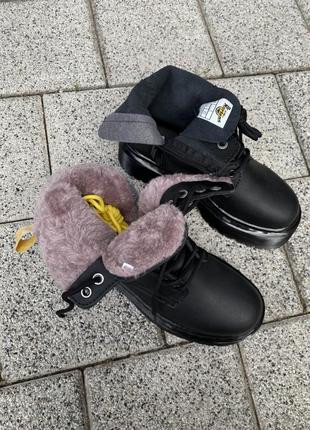 Зимові черевики dr. martens jadon triple black (хутро)7 фото